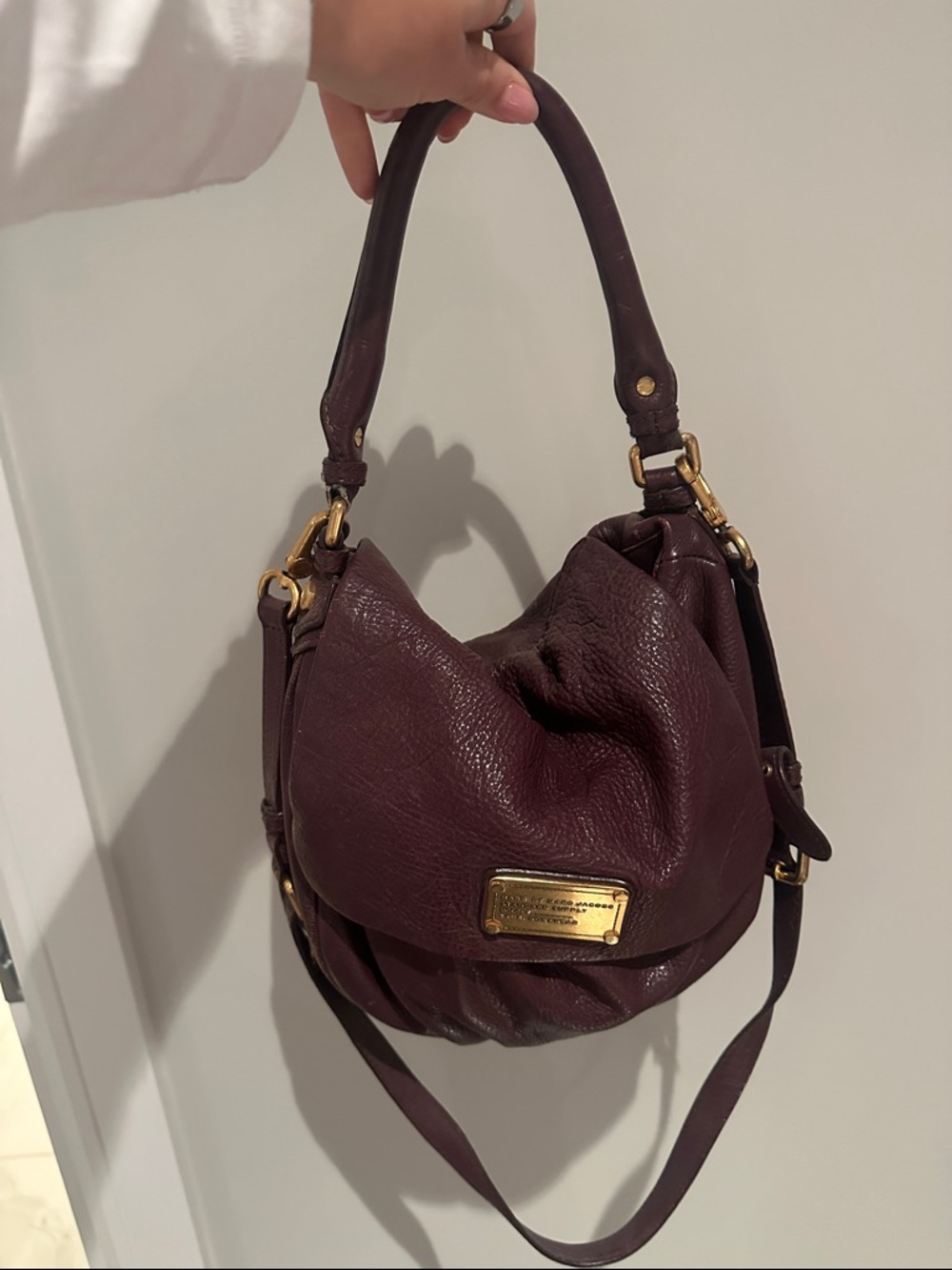 Marc by Marc Jacobs Deep Plum Pebbled Leather Hobo with Gold Hardware